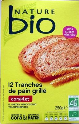 12 tranches de pain grillé complet
