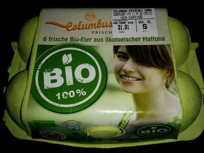 6 frische Bio-Eier aus ökogischer Haltung