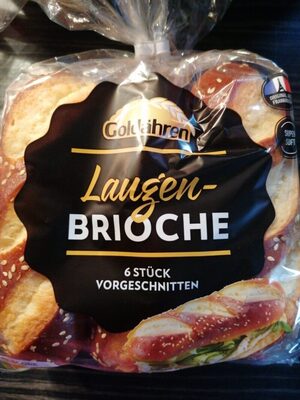 ALDI GOLDÄHREN Laugen-Briochestangen Brioche-Teig mit Sesamsamen vorgeschnitten 6 Stück 402g Packung 1kg 4.45€