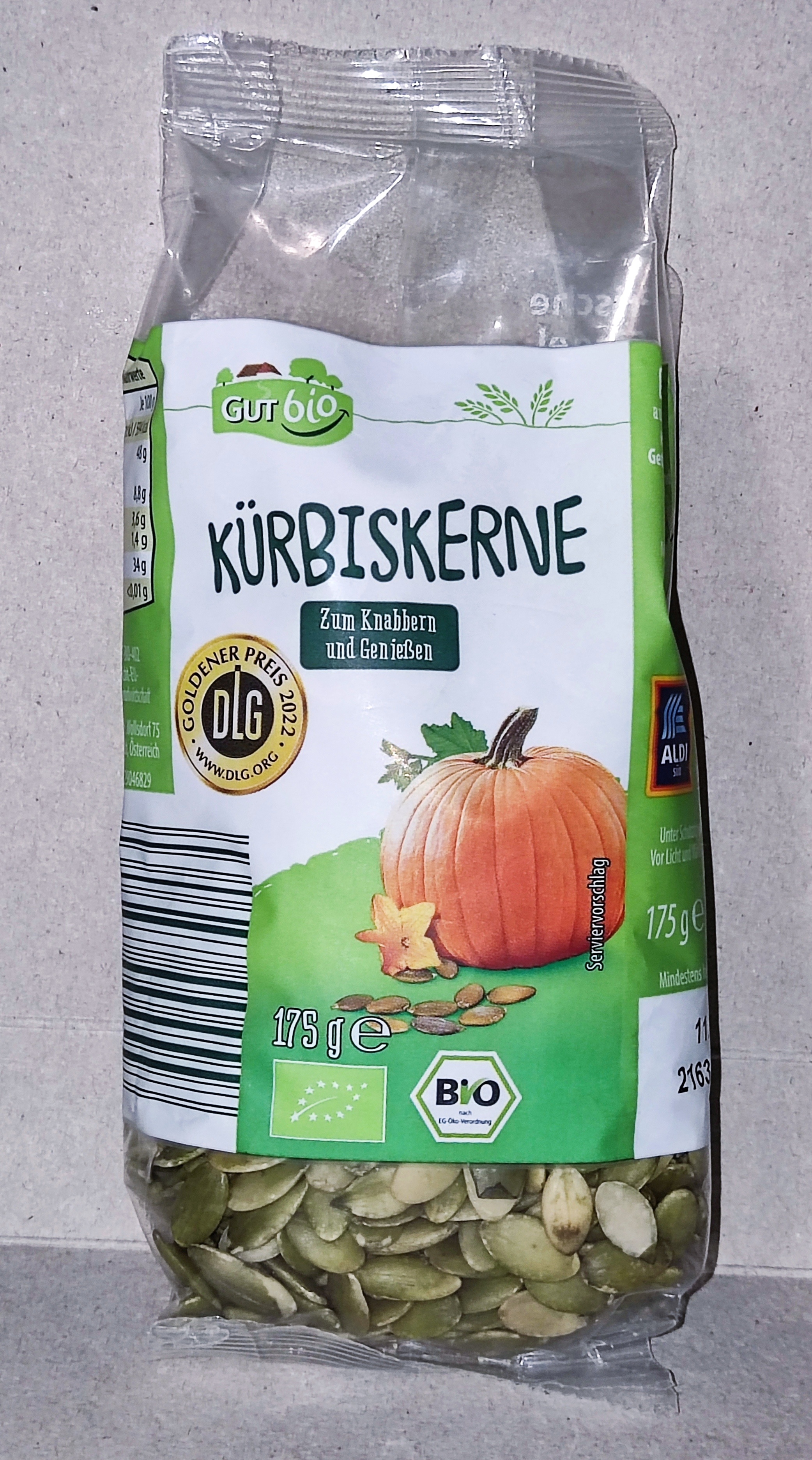 ALDI GUT BIO Kürbiskerne 175g 1.99€ 1kg 11.37€