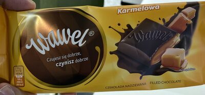 Czekolada z nadzieniem (40 %) karmelowym.